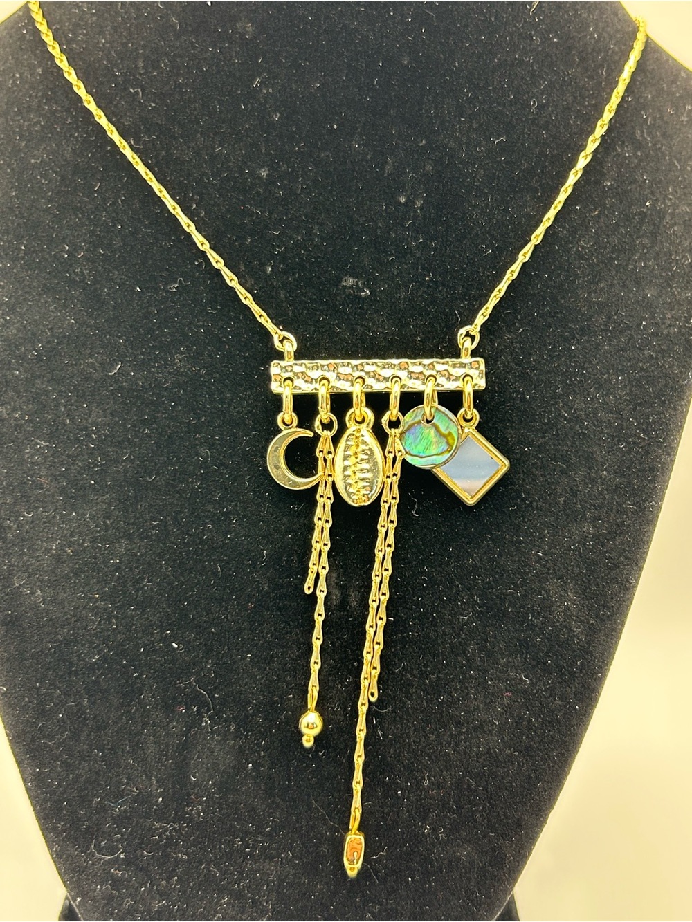 Alex and Ani Gold Multi-Charm Pendant Necklace with Abalone Shell Accents